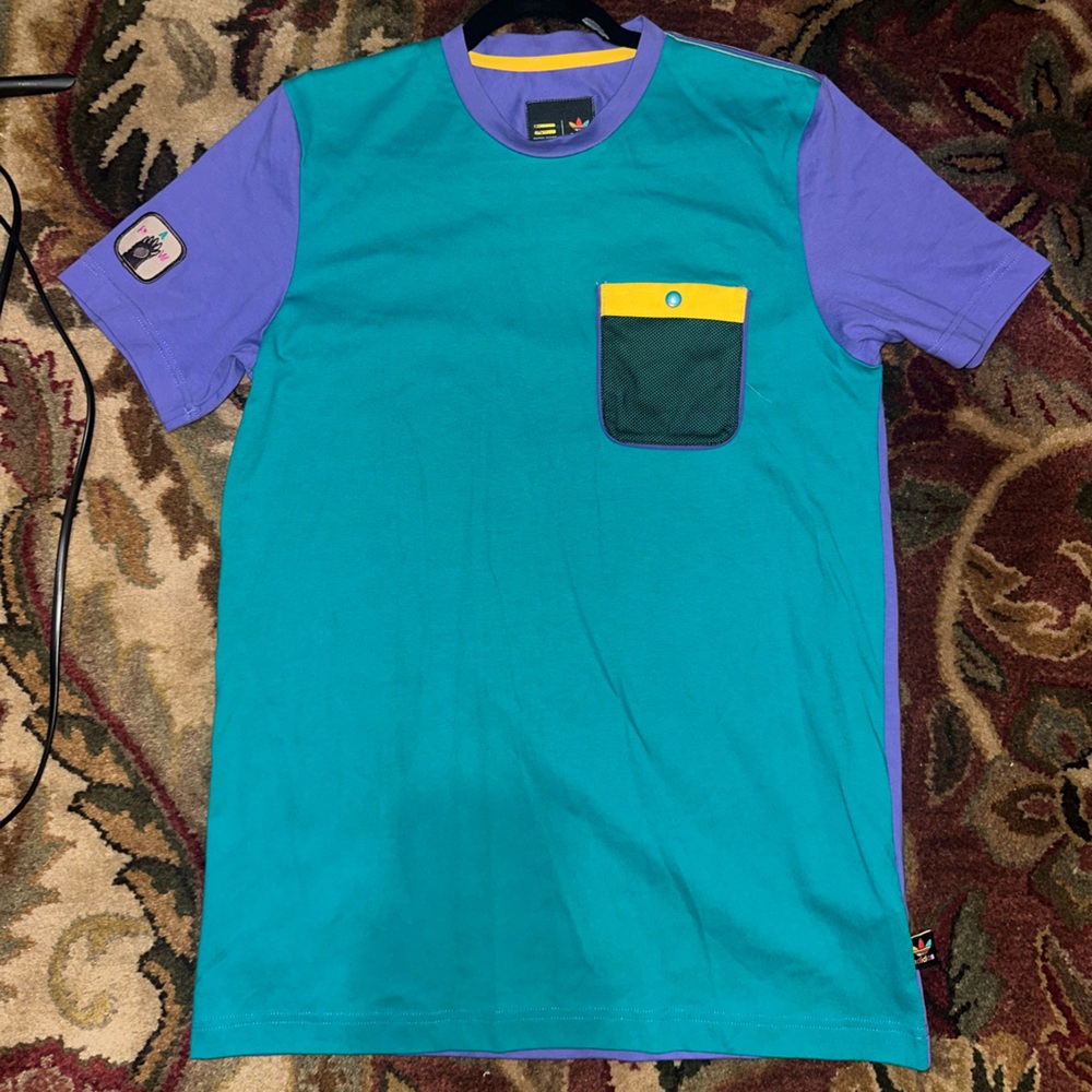 Adidas Teal and Purple Shirt with Yellow Accent